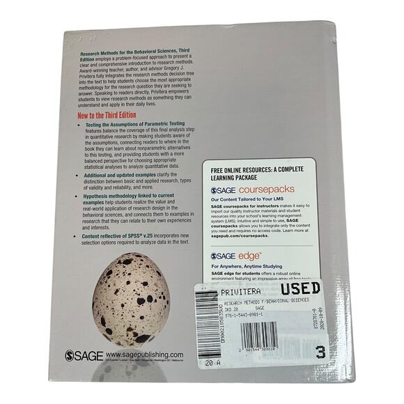 Textbook Research Methods for the Behavioral Sciences By. Gregory J. Privitera - Picture 3 of 8